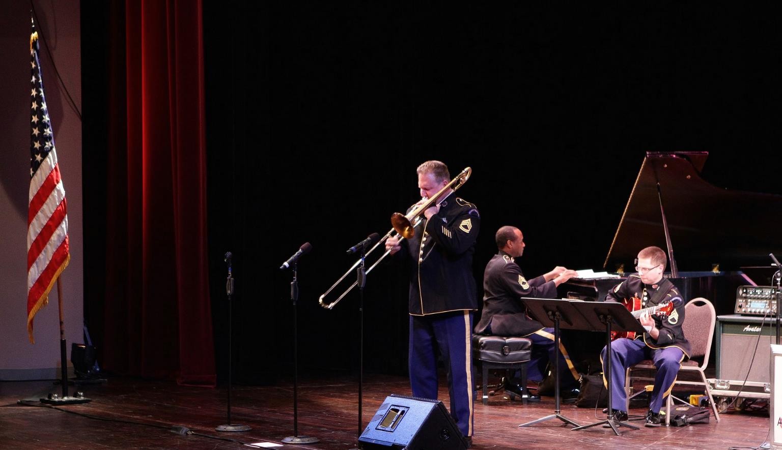 Military band concert stage performance