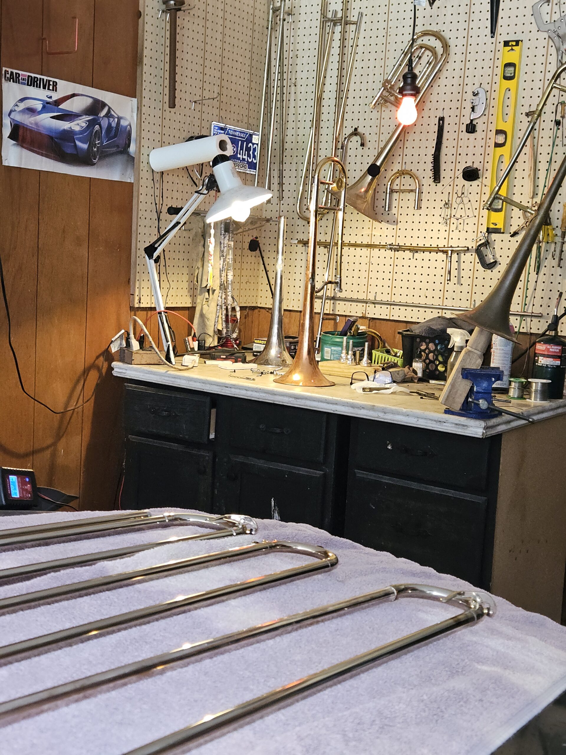 Brass repair workbench and tooling
